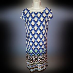 Jessica Howard white and blue diamond dress